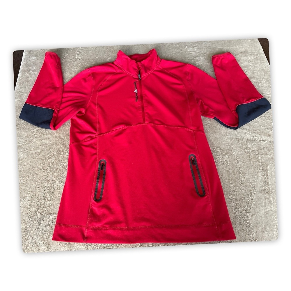 Reebok CrossFit Womens XL Red Quarter Zip Athletic Pullover Jacket